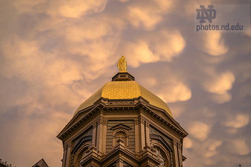 MC 5.20.24 Dome and Mammatus Clouds.JPG by Matt Cashore/University of Notre Dame May 20, 2024; Mammatus clouds over the Golden Dome after a storm. (Photo by Matt Cashore/University of Notre Dame)