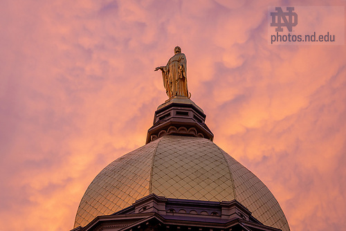 MC 5.18.20 Dome Sunset Clouds 01.JPG by Matt Cashore/University of Notre Dame May 18, 2020; Golden Dome at sunset (Photo by Matt Cashore/University of Notre Dame)