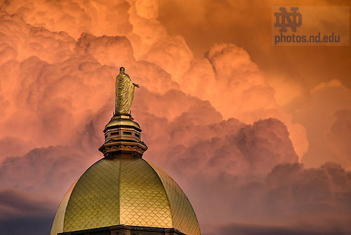 6.20.16 Dome and Clouds.JPG by Matt Cashore/University of Notre Dame June 20, 2016; Storm clouds lit by the setting sun behind the Dome. (Photo by Matt Cashore/University of Notre Dame)