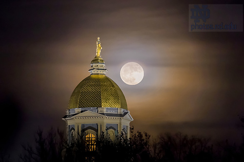 MC 12.3.17 Moonrise.JPG by Matt Cashore/University of Notre Dame December 3, 2017; Moonrise behind the Golden Dome (Photo by Matt Cashore/University of Notre Dame)