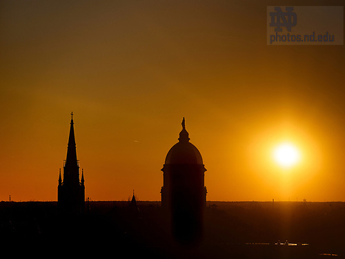 MC 2.11.23 Sunset.jpg by Matt Cashore/University of Notre Dame February 11, 2023; The sun sets behind the campus skyline. (Photo by Matt Cashore/University of Notre Dame)