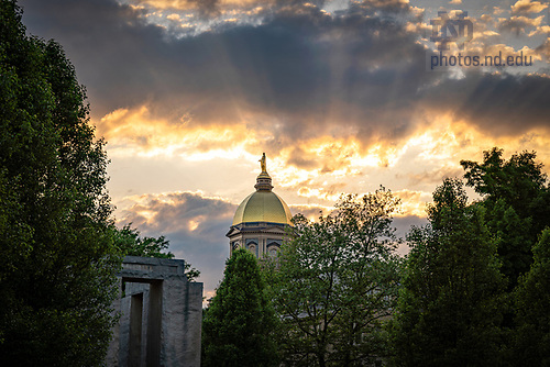 MC 5.29.20 Dome Sunset.JPG by Matt Cashore/University of Notre Dame May 29, 2020; Sunset behind the Golden Dome (Photo by Matt Cashore/University of Notre Dame)