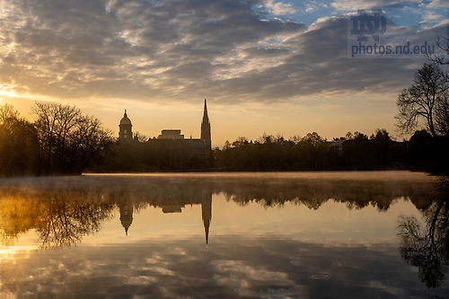 BJ 4.22.21 Campus Sunrise 1998.JPG by Barbara Johnston/University of Notre Dame April 22, 2021; Sunrise over St. Mary’s Lake.  (Photo by Barbara Johnston/University of Notre Dame)