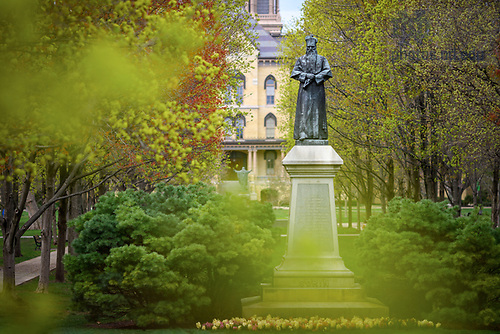 MC 4.8.21 Sorin Statue Spring Scenic 02.JPG by Matt Cashore/University of Notre Dame April 8, 2021; Sorin Statue on Main Quad (Photo by Matt Cashore/University of Notre Dame)