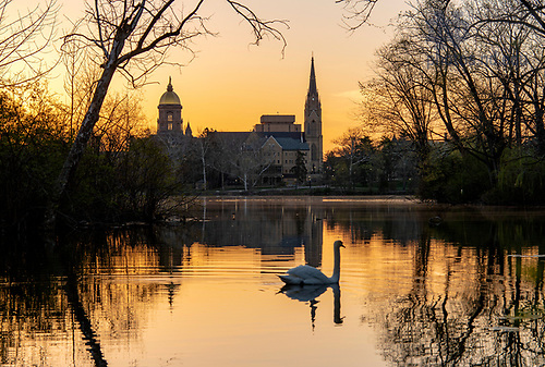 BJ 4.14.21 Sunrise Campus 1779.JPG by Barbara Johnston/University of Notre Dame April 14, 2021; Sunrise over St. Mary’s Lake. (Photo by Barbara Johnston/University of Notre Dame)