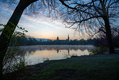 BJ 4.22.21 Campus Sunrise 1995.JPG by Barbara Johnston/University of Notre Dame April 22, 2021; Sunrise over St. Mary’s Lake.  (Photo by Barbara Johnston/University of Notre Dame)