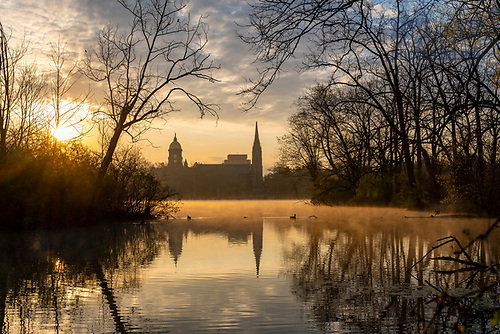 BJ 4.22.21 Campus Sunrise 1997.JPG by Barbara Johnston/University of Notre Dame April 22, 2021; Sunrise over St. Mary’s Lake.  (Photo by Barbara Johnston/University of Notre Dame)