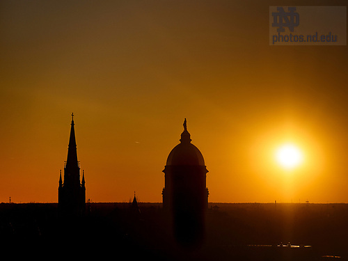 MC 2.11.23 Sunset.jpg by Matt Cashore/University of Notre Dame February 11, 2023; The sun sets behind the campus skyline. (Photo by Matt Cashore/University of Notre Dame)